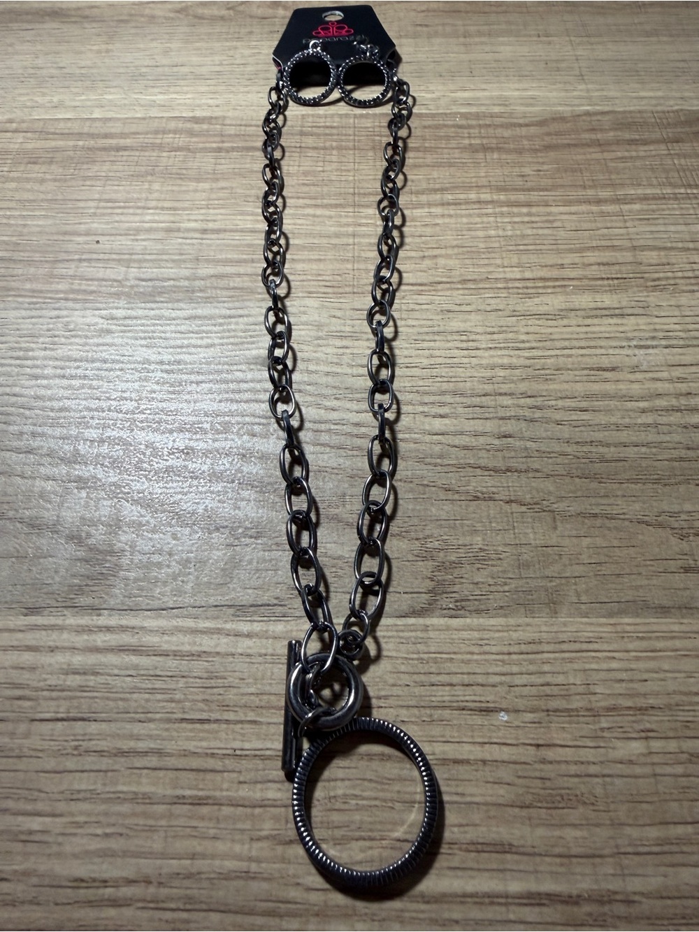paparazzi Black Gunmetal Toggle Ring Necklace